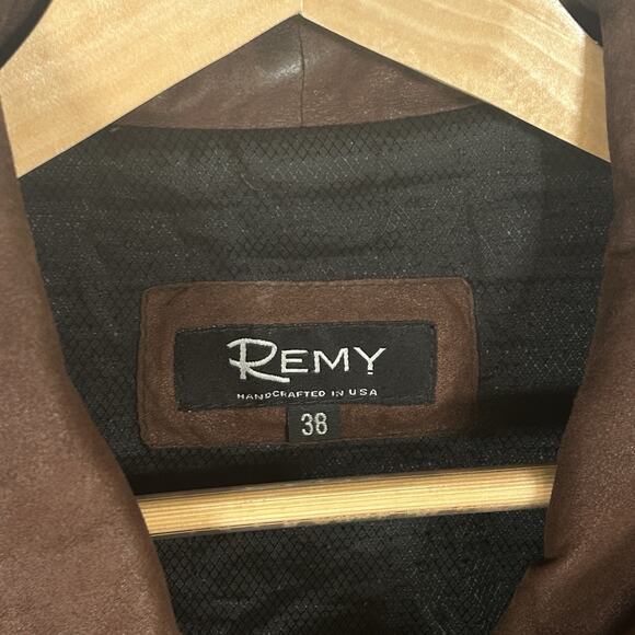 Vintage 90s Remy Lambskin Leather Bomber Jacket Men’s 38 Zip USA Made - 2 Flaws - Picture 4 of 12